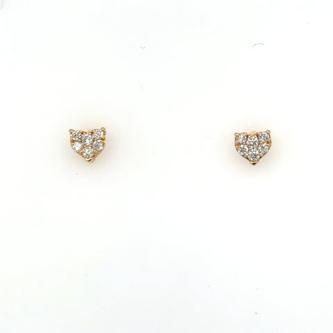 14K Yellow Small Gold Heart Shaped Diamond Studs with .25ct Diamond