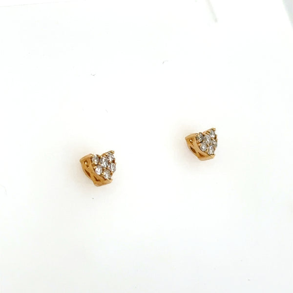 14K Yellow Small Gold Heart Shaped Diamond Studs with .25ct Diamond