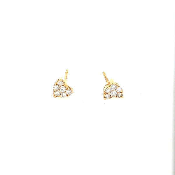 14K Yellow Small Gold Heart Shaped Diamond Studs with .25ct Diamond