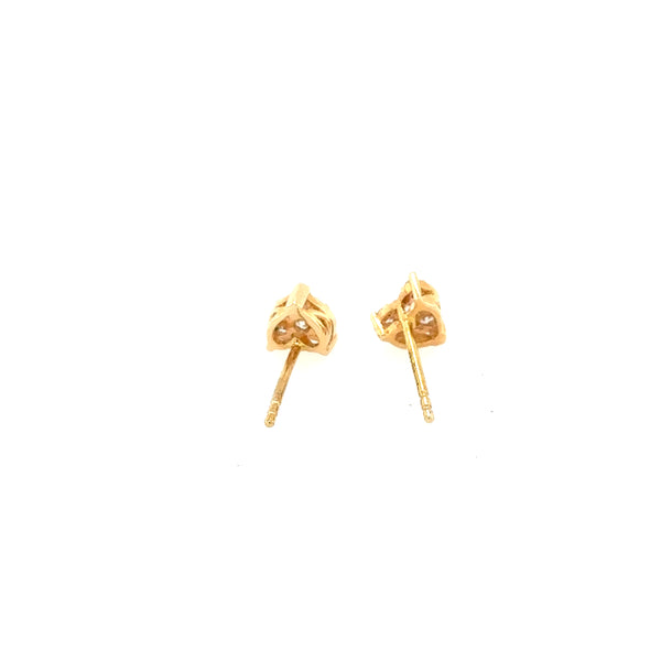 14K Yellow Small Gold Heart Shaped Diamond Studs with .25ct Diamond