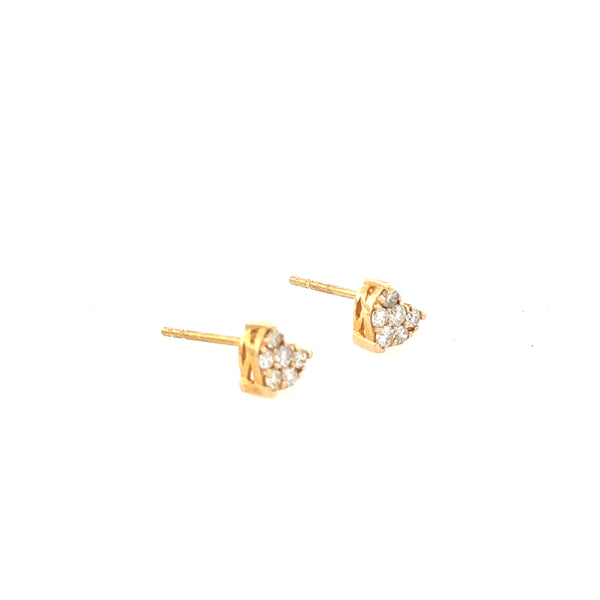 14K Yellow Small Gold Heart Shaped Diamond Studs with .25ct Diamond