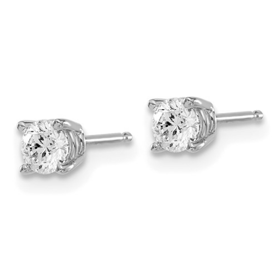 14K White Gold 0.50 CT Round Push-On Diamond Stud Earrings