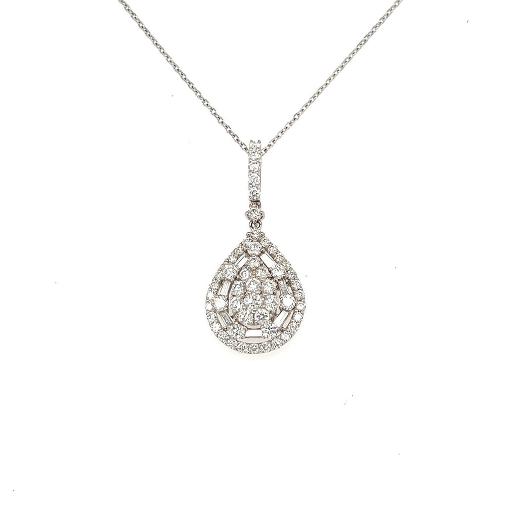 0.75 Carat Pear Shape Solitaire Diamond Pendant Set In 14k White Gold –  Liori Diamonds