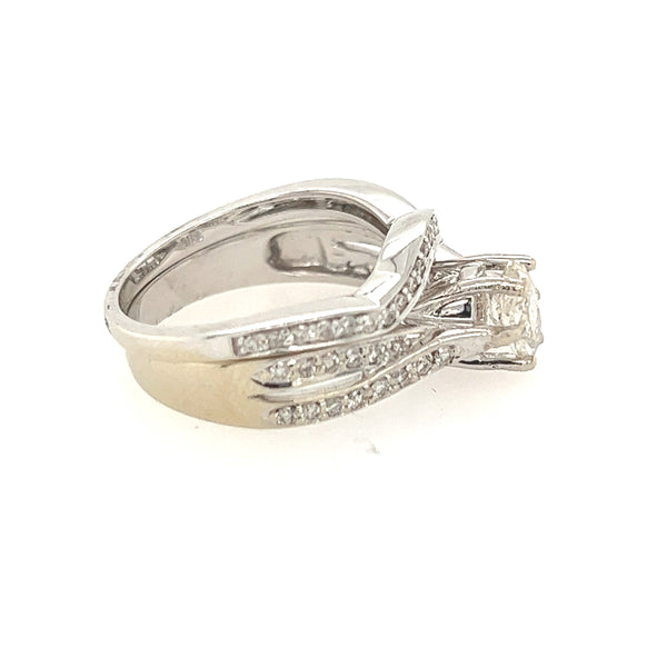 14K White Gold Diamond Women's Engagement Ring, Wedding Ring, Bridal Ring Set Size 7US