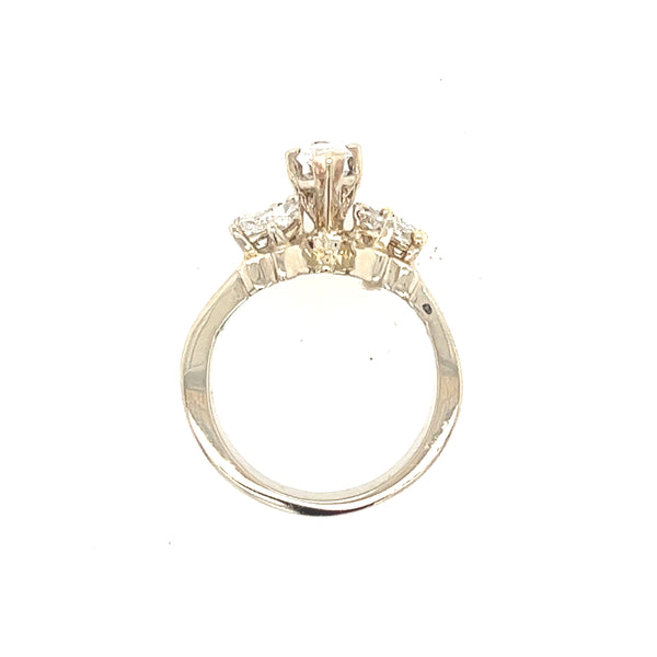 14K White Gold Marquise Diamond Engagement Ring, Halo Wedding Ring Size 5 US
