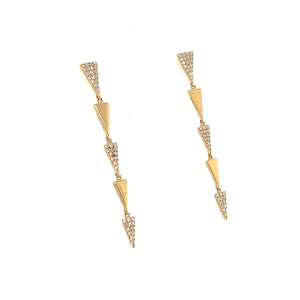 14K Yellow Gold Arrow Dangle Earrings with Diamond