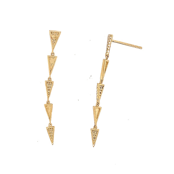 14K Yellow Gold Arrow Dangle Earrings with Diamond