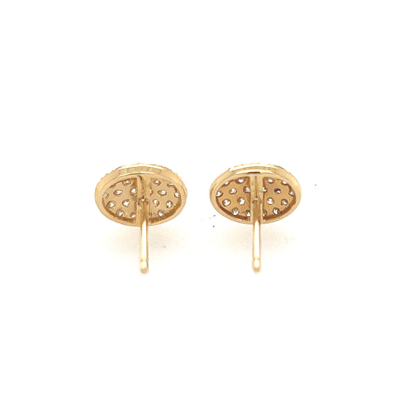 14K Yellow Gold Oval Diamond Stud Earrings