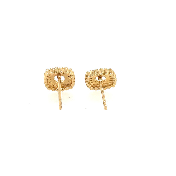 14K Yellow Gold Square Diamond Stud Earrings
