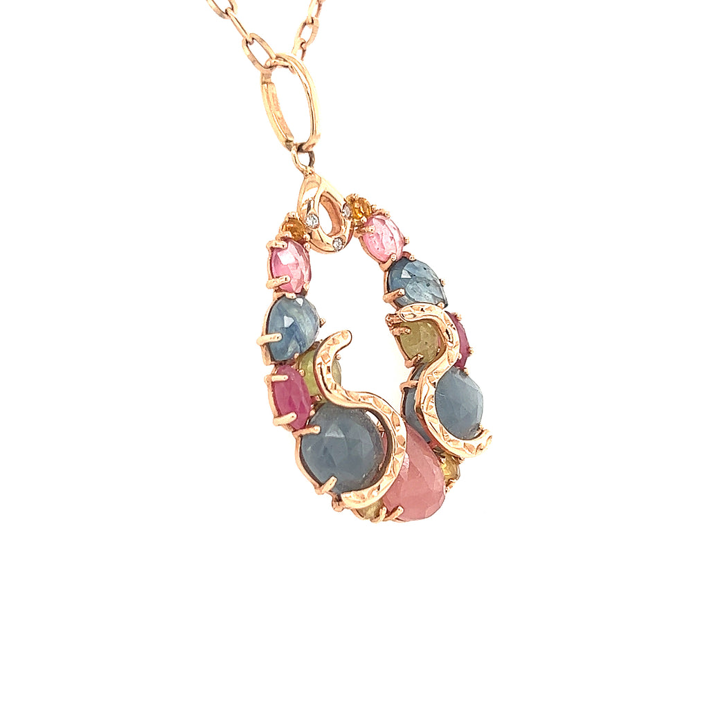 14k Rose Gold 0.34 CTW Diamond Lock Pendant Necklace - Sindur Style