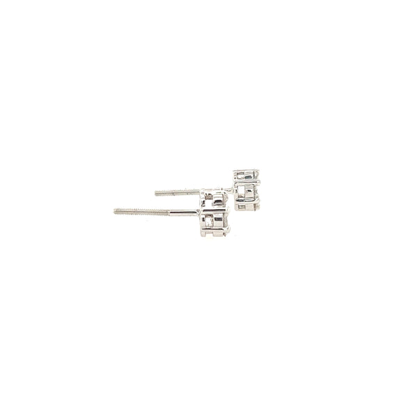 14K White Gold 0.50 Carat of Diamond Clustered Flower Stud Earrings