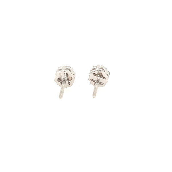 14K White Gold 0.50 Carat of Diamond Clustered Flower Stud Earrings