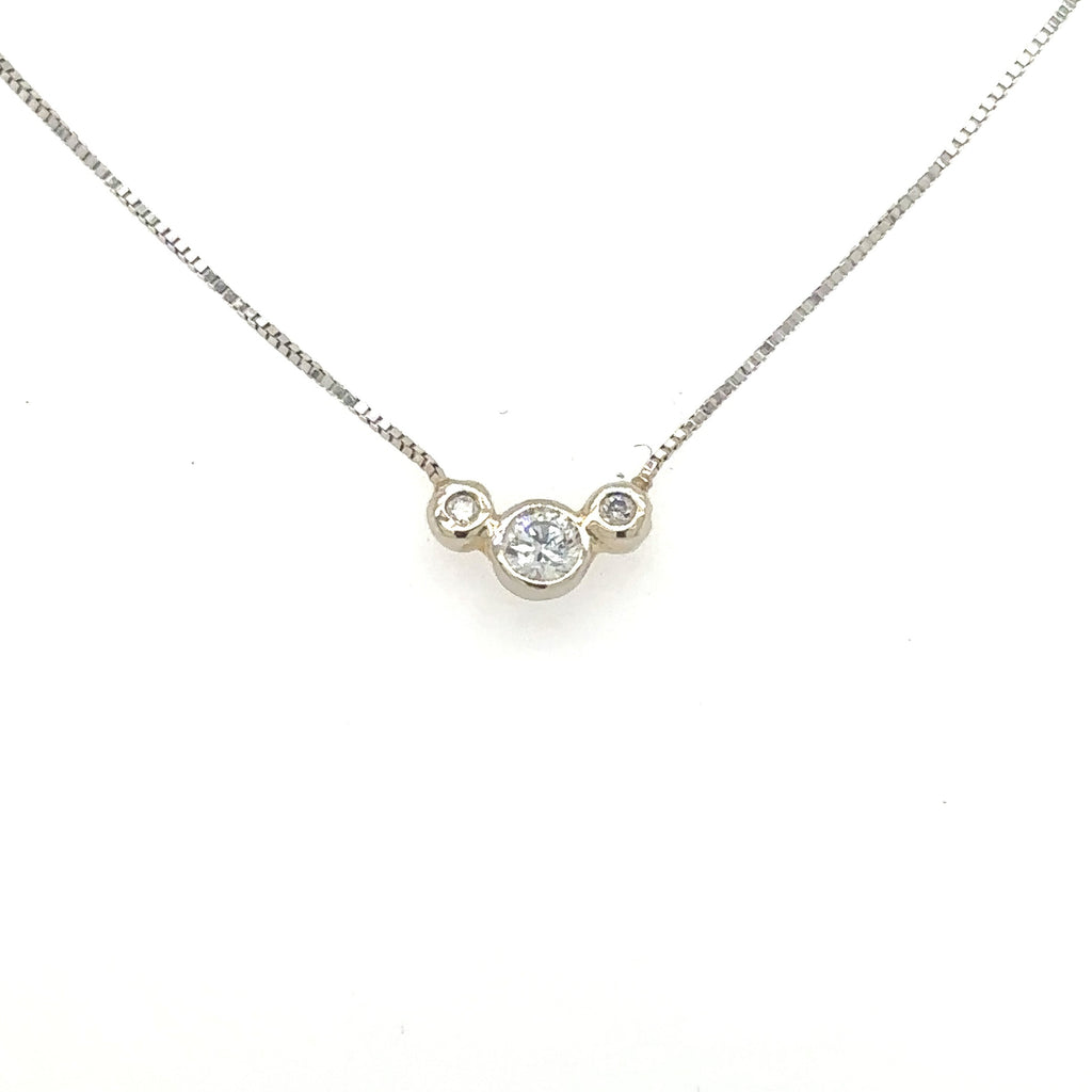 Three Stone Diamond Necklace, White Gold Diamond Pendant, Past Present  Future Jewelry Gift