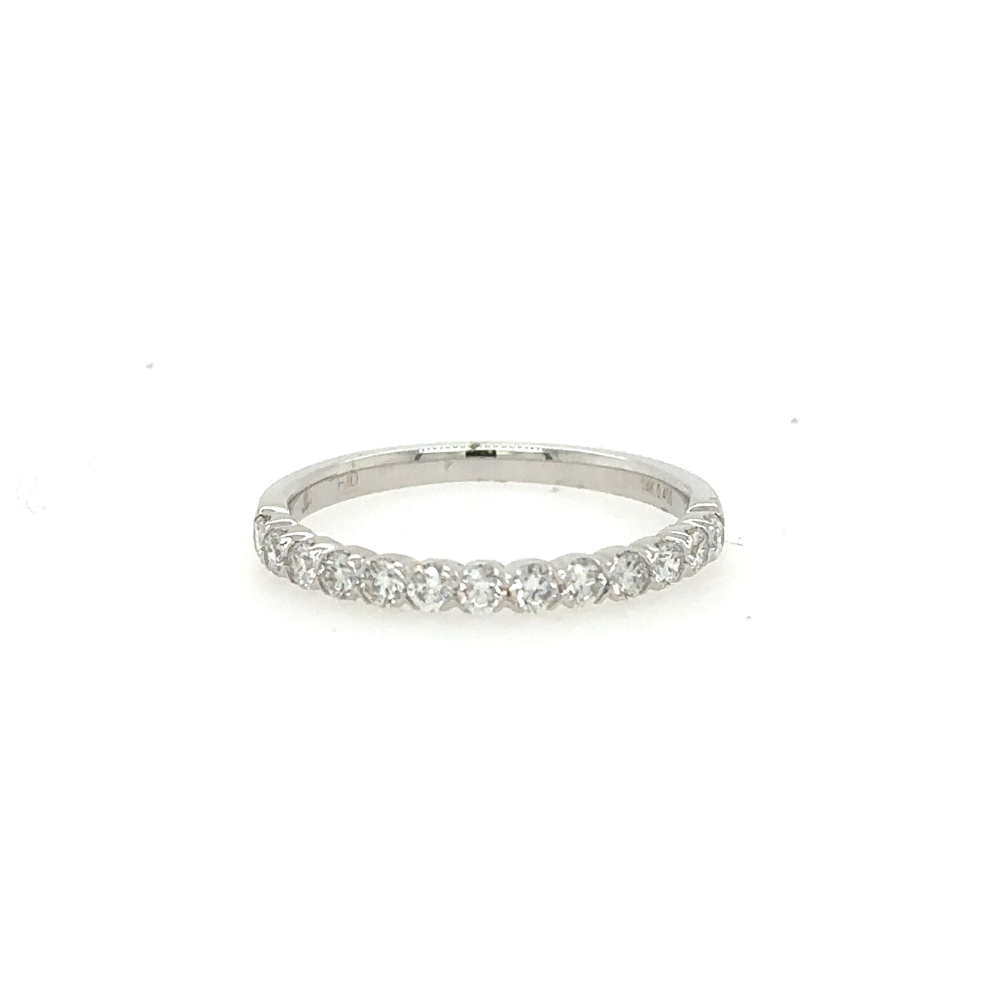 14K White Gold Diamond TWT 0.45-Carat Round Delicate Half Eternity Wedding Band Size 7 US