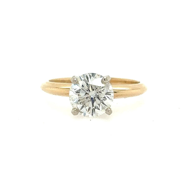 1.41 Carat Round Brilliant Cut Diamond Solitaire Engagement Ring in 14K Yellow Gold Size 4 3/4 US