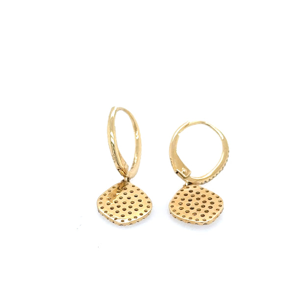 14K Rose Gold Drop Earrings with Clustered Champaign Diamond