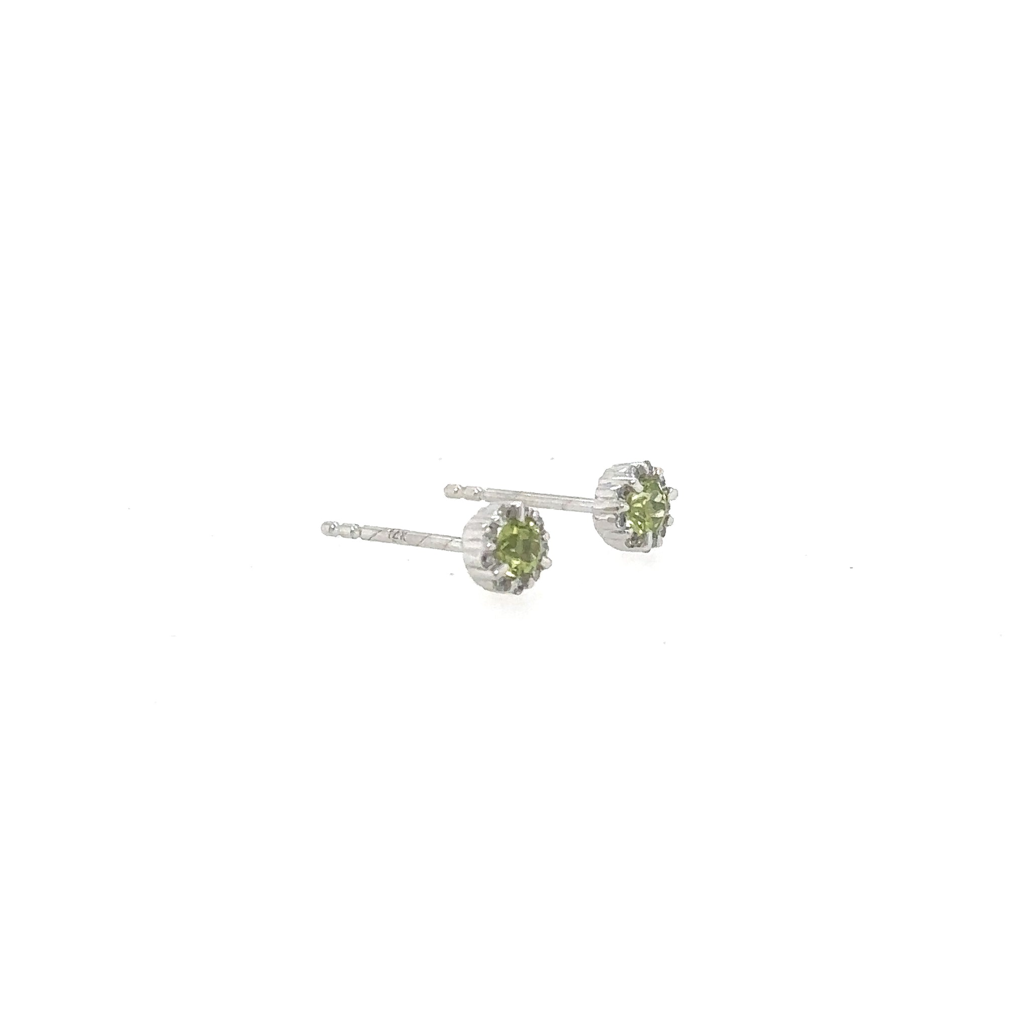 14K White Gold Green Peridot and Diamond Stud Earrings – Jewelry