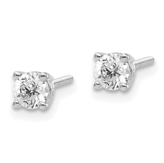 14Kw Round Diamond Stud Earrings 2.00 CT TW Screw Back - Beryl Jewelers