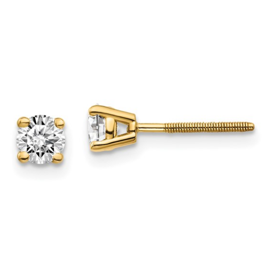 14K Yellow Gold 0.50 CT Round Screw-Post Diamond Stud Earrings
