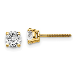 14K Yellow Gold 1.0 CT Round Screw-Post Diamond Stud Earrings