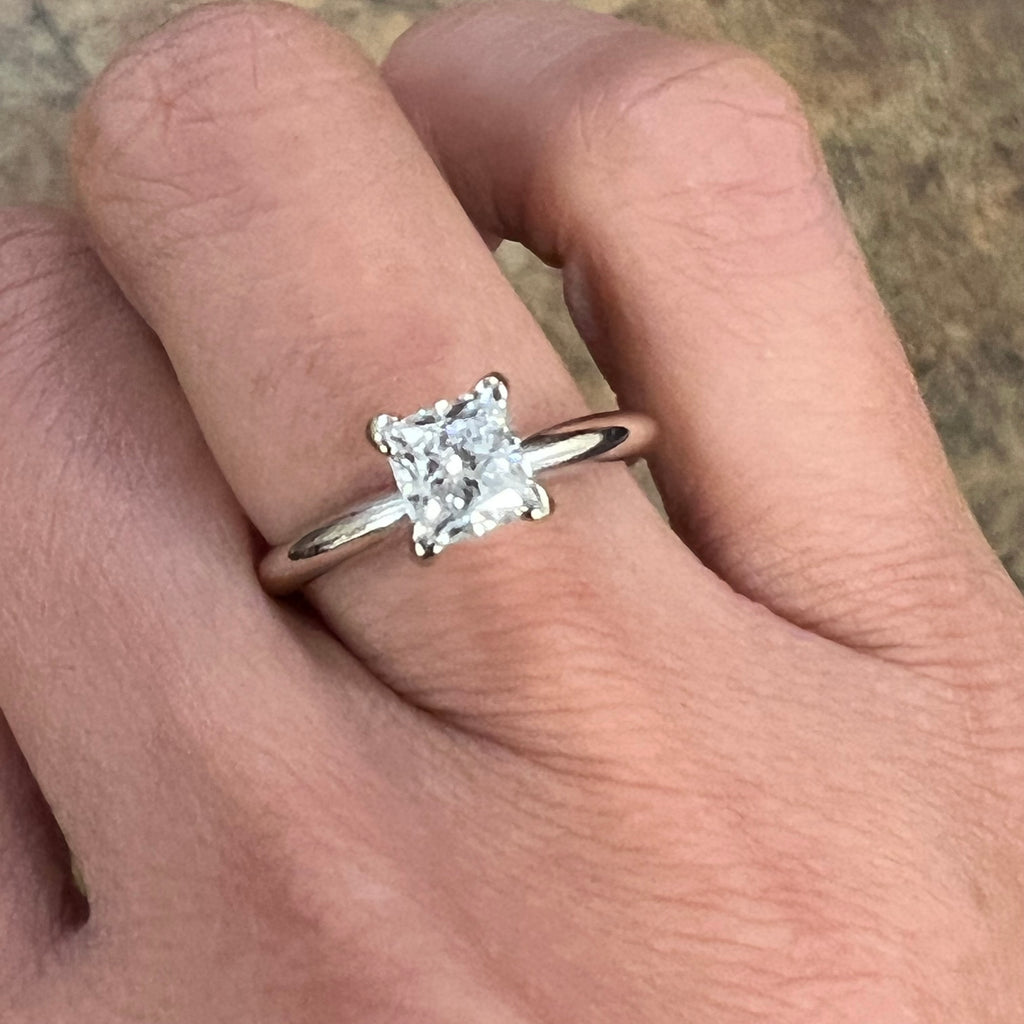 1 Carat Princess Cut Solitaire Diamond Ring | Barkev's