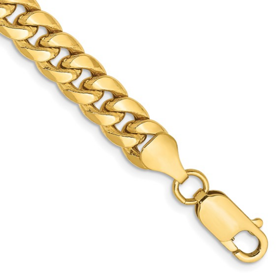 14K Yellow Gold Semi-Solid Miami Cuban Men's Chain Bracelet